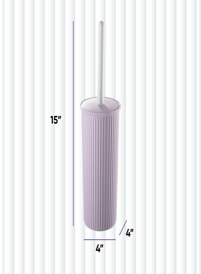 Superio Decorative Plastic Toilet Bowl Brush and Holder Set, Cleaner Scrubber for Bathroom (2, Lilac) - Image 2