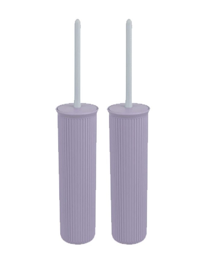 Superio Decorative Plastic Toilet Bowl Brush and Holder Set, Cleaner Scrubber for Bathroom (2, Lilac) - Image 1