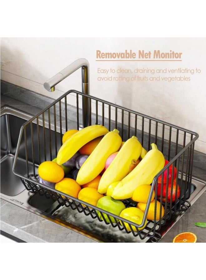 13-Wire Storage Rack, Kitchen Storage & Organisation Unit, Kitchen Vegetable Fruit Basket Trolley,Storage Rack With Wheels, Carbon Steel Black - Image 3