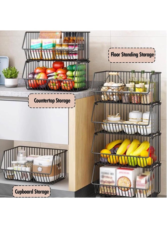 13-Wire Storage Rack, Kitchen Storage & Organisation Unit, Kitchen Vegetable Fruit Basket Trolley,Storage Rack With Wheels, Carbon Steel Black - Image 2