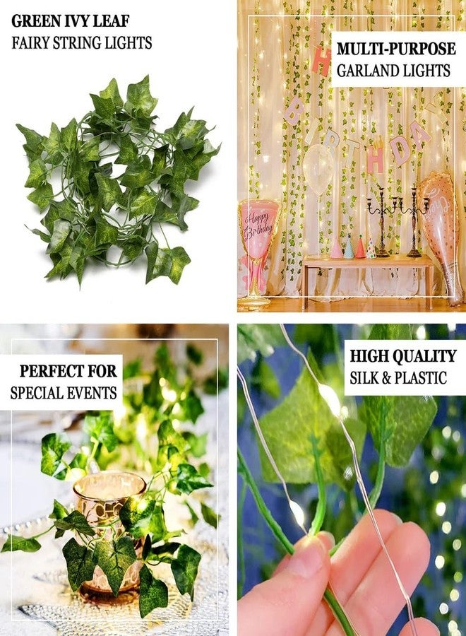 Nisco DIY 10 Mtr -100 Led Fairy String Lights and 4 Pcs 7 Ft Artificial Ivy Vines (28 Ft Total) - Perfect for Wall, Room, Wedding, and Festival Decorations, White - Image 3