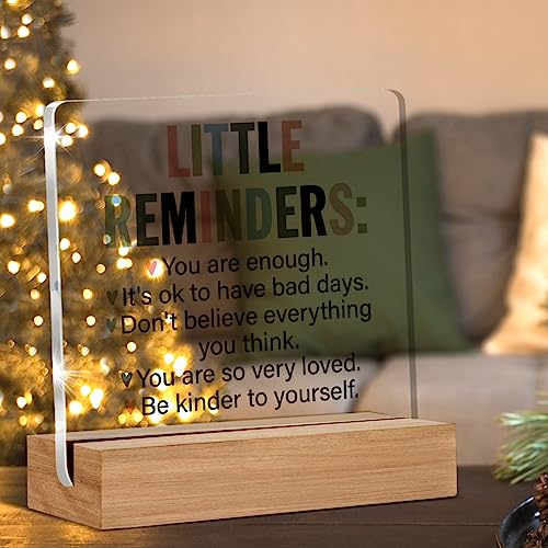Oqtumes Inspirational Motivational Gifts Employee Appreciation Gifts Little Reminders You are Enough Clear Desk Decorative Sign Acrylic Sign With Wooden Stand for Office Desk Table Shelf - Image 3