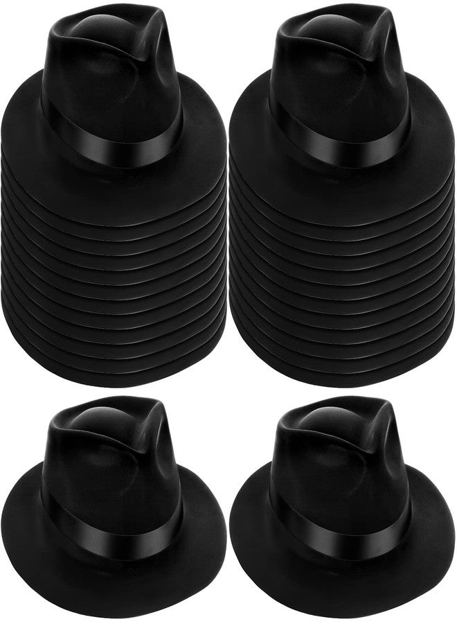 سوريو مجموعة قبعات عصابات من سوريو، 24 قطعة، قبعات بلاستيكية أنيقة للرجال، قبعات تنكرية مستوحاة من أزياء العصابات للبالغين، قبعات حفلات مستوحاة من عشرينيات القرن الماضي (أسود) - Image 1