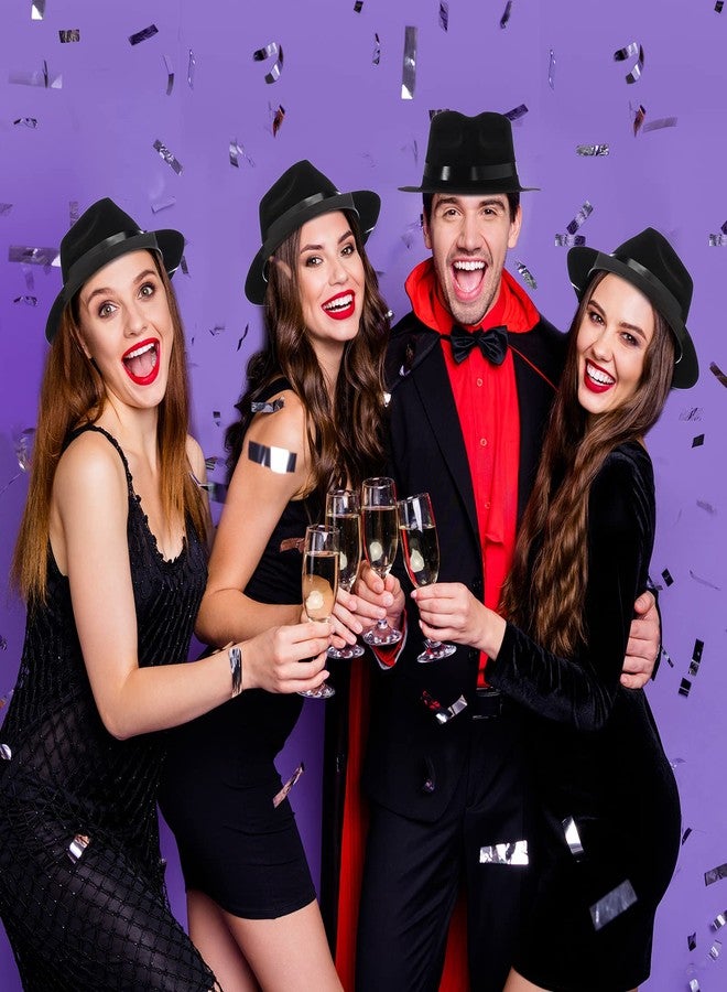 سوريو مجموعة قبعات عصابات من سوريو، 24 قطعة، قبعات بلاستيكية أنيقة للرجال، قبعات تنكرية مستوحاة من أزياء العصابات للبالغين، قبعات حفلات مستوحاة من عشرينيات القرن الماضي (أسود) - Image 5