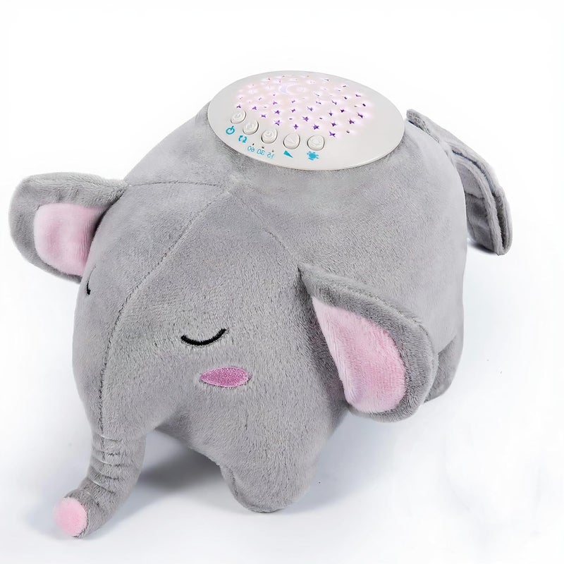 BEREST Baby Elephant Soother Toy with Starry Night Light Projector, Shushing Heartbeat Plush Stuffed Animal with Lullaby Music & White Noise for Newborn Sleep Aid, Perfect Infant Shower Gift - Image 1