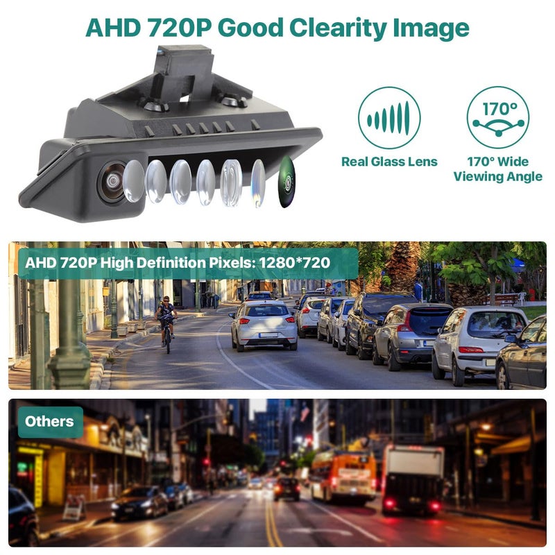 GreenYi AHD 720P Vehicle Backup Camera for BMW E82 E88 E84 E90 E91 E92 E93 E70 E60 E61 E39 3 5 X5 X6, Car Rear View 170 Fisheye Lens IP68 Waterproof Trunk Handle Camera - Image 2