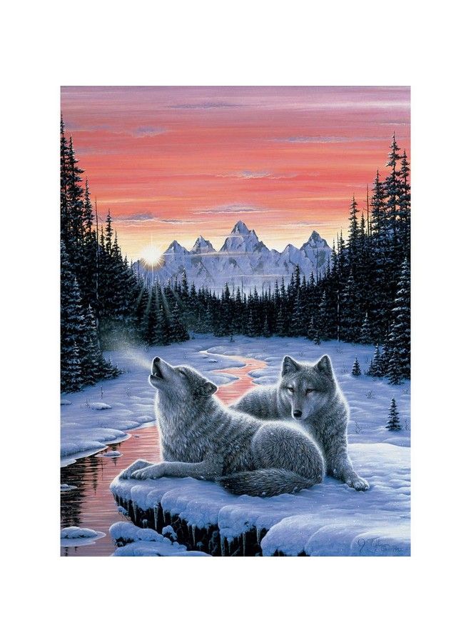 Bits and Pieces 300 Large Piece Glow In The Dark Puzzle For Adults Winter'S Dawn Snowy Winter Wolf By Artist Jeff Tift 300 Pc Jigsaw - Image 1