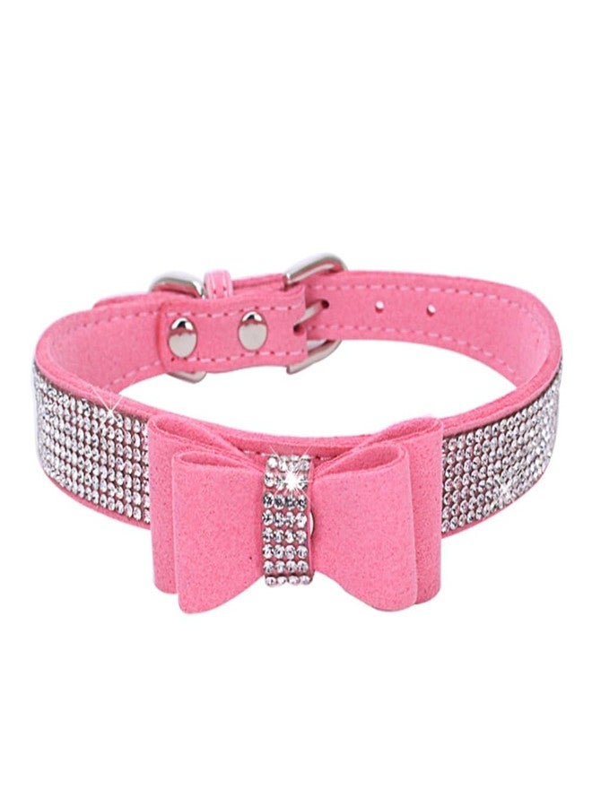 WeimoMonkey Diamond Dog Collar, Puppy Collar Girls, Bling Rhinestone Jewel Glitter Sparkly Bedazzled Cat Collars with Bow Adjustable for XXS,XS,Small Medium Large Breed Pets Female Dogs, Pink xx Small - Image 4