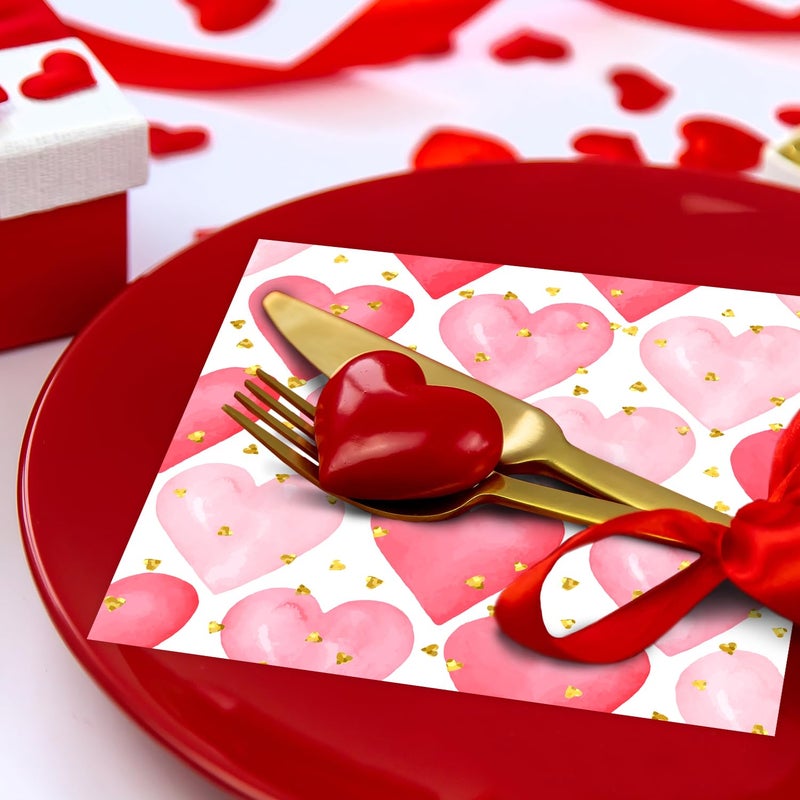 Quera 50 Pack Valentine's Day Paper Napkins Love Heart Beverage Napkins Disposable Dessert Napkin for Spring Wedding Dinner Supplies Tableware Decor (6.5'' x 6.5'') - Image 5