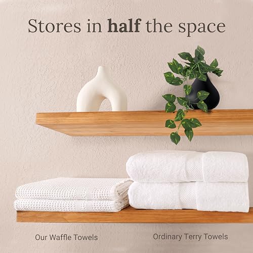 GILDEN TREE Waffle Towels for Bathroom, 100% Cotton Quick Dry Towel, Waffle Bath Towels Large, Absorbent Lightweight Travel Towel, Bath Towels Set of 2, Classic Style (Cream) - Image 5