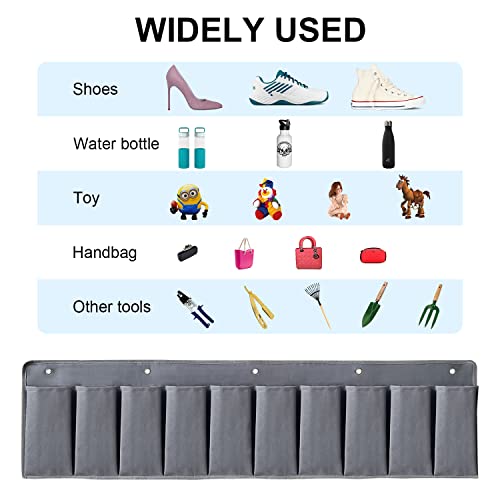 RVZONE RV Shoe Pockets 10 Pockets Heavy Hanging Bedside Storage Organizer with Sturdy Hooks Storage Pockets Hangs on bed for Shoes Toys and Tool Accessories - Image 4