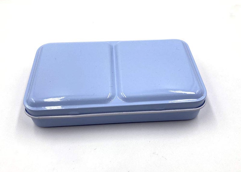 Aliotech Travel Artist Empty Watercolor Tins Box Palette Paint CaseSmall Colorful Tin with 12 Pcs Half Pans Fog Blue