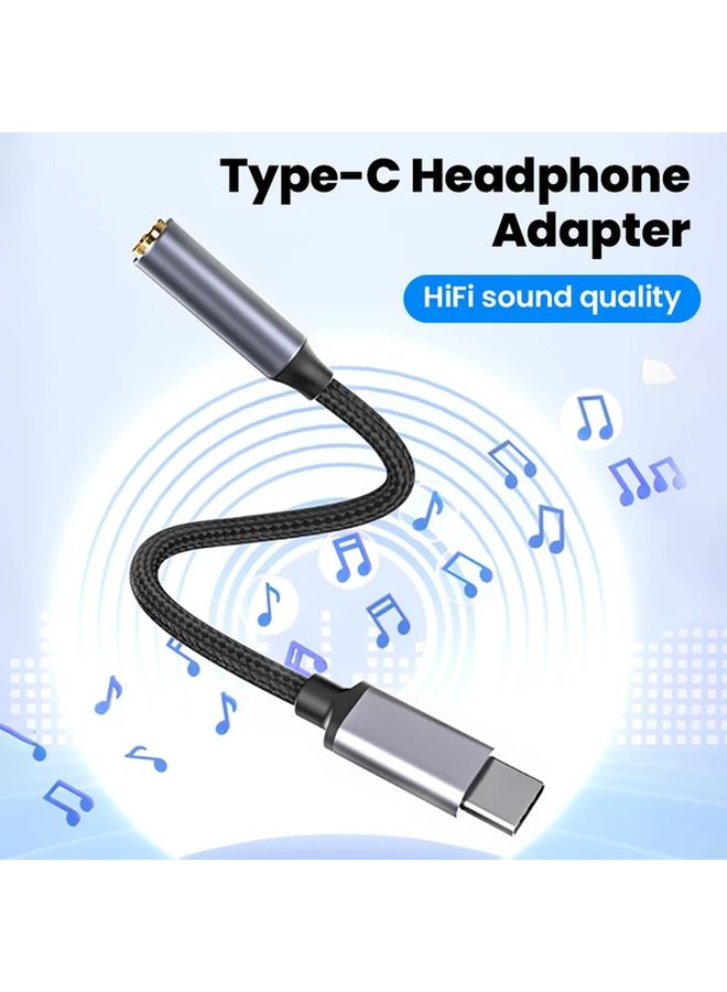 Gray Type C to 35mm Headphone Adapter Aux Audio Cable for Car Radio Phone - Image 4