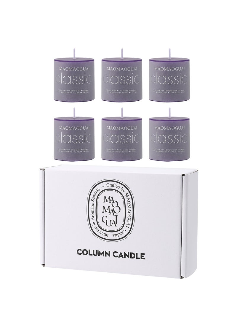 ٦ شموع برائحة زهرة اللافندر البنفسجية في العلبة، قطرها أسطواني وارتفاعها ٥ سم/٢ بوصة. شموع عطرية بدون دخان، برائحة طبيعية، مثالية لحفلات الزفاف والحفلات والمنتجعات الصحية والتجمعات المنزلية وحفلات العشاء. - Image 1