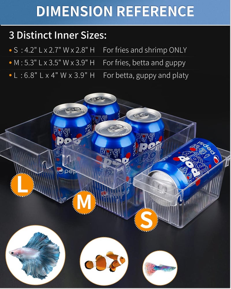 Pawfly صندوق تربية الأسماك من باوفلاي - حاضنة أكريليك مع أكواب شفط - صندوق عزل متوسط لأسماك الزينة، الجمبري، البيتا، والجابي - Image 2