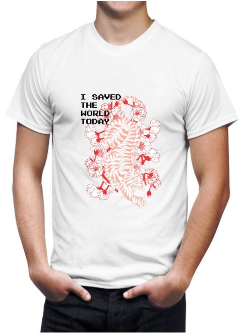 Mens Tshirt Printed I saved the world