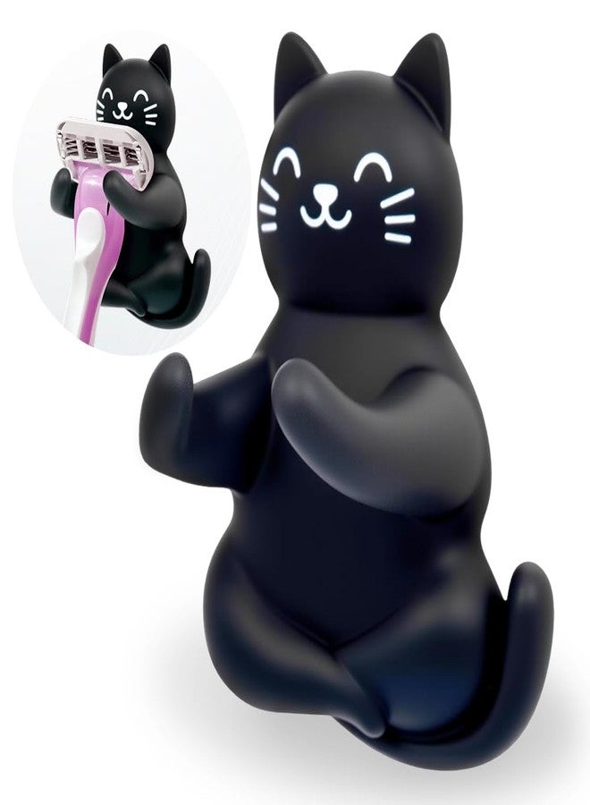 AGMDESIGN Cute Cat Razor Holder, Relaxing Shower Accessories, Women's Razor Hang in Shower, Funny Black Cat Bathroom Decor Gifts for Men Women Wife Husband Boyfriend Girlfriend - Image 1