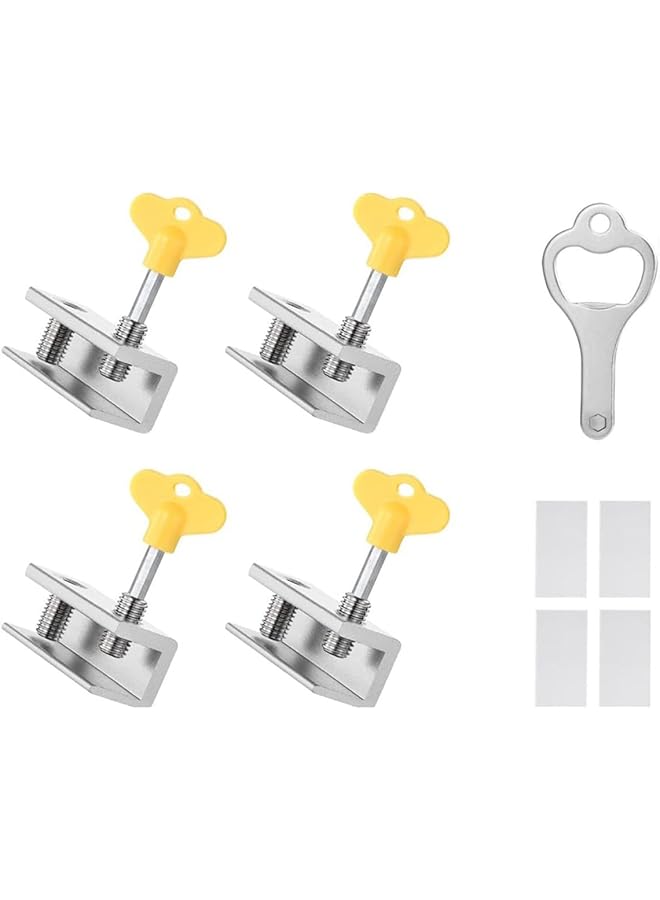 The Bros Sliding Window Locks with Key, 4 Sets Aluminum Sliding Security Window Locks, Adjustable Sliding Door Window Locks, Security Window Lock for Patio, Bedroom, Home and Office Windows (Black) - Image 1