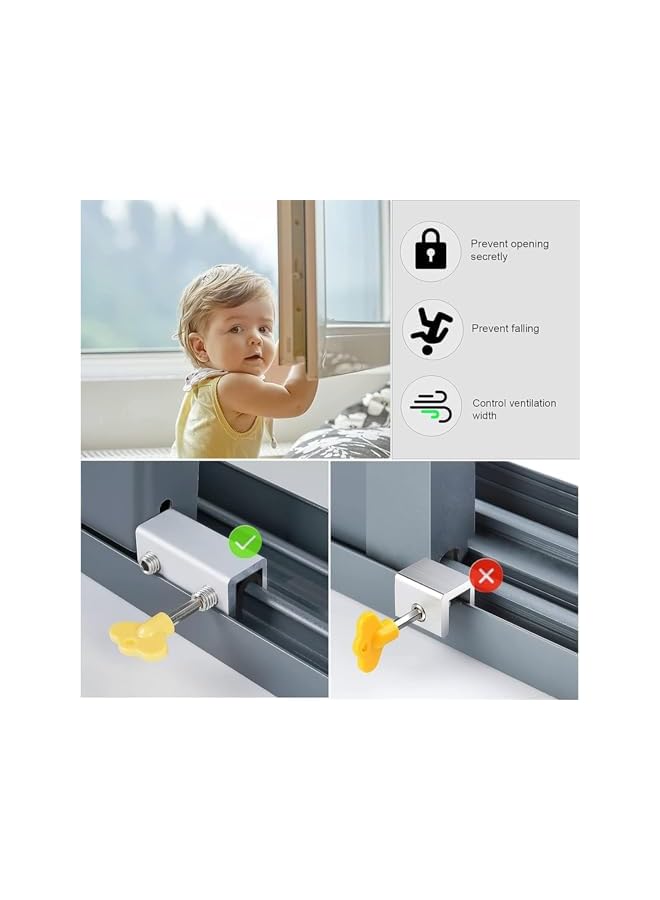 The Bros Sliding Window Locks with Key, 4 Sets Aluminum Sliding Security Window Locks, Adjustable Sliding Door Window Locks, Security Window Lock for Patio, Bedroom, Home and Office Windows (Black) - Image 3