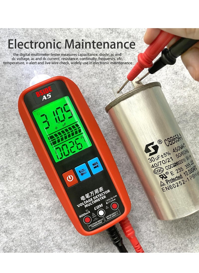 BSIDE - BSIDE A5 Digital Multimeter 3-Results Display Smart Auto Range Voltmeter Ohm Hz Continuity V-Alert Live Wire Voltage Tester with Protect Case - Image 1