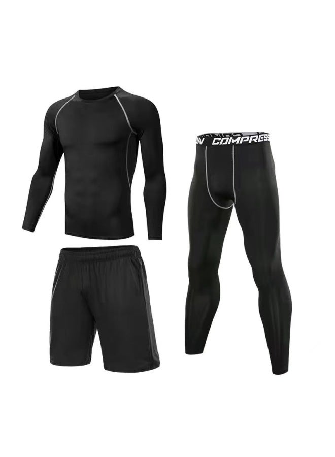 Loquat Swimsuit Men's Top Anti-embarrassment Adult Swimming Diving Suit Suit Summer Men's Swimming Trunks Men's Full Body Sun Protection Long Sleeve-Color:Elite Long Sleeve Three-piece Suit-  - Image 1