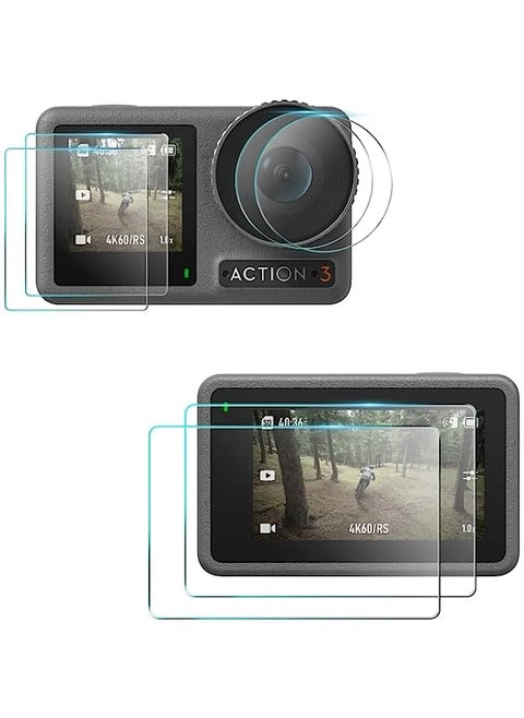 STARTRC Tempered Glass Screen Protector Compatible For DJI Osmo Action 3 2pcs STARTRC 3-in-1 Lens Front and Back Screen Tempered Glass Film