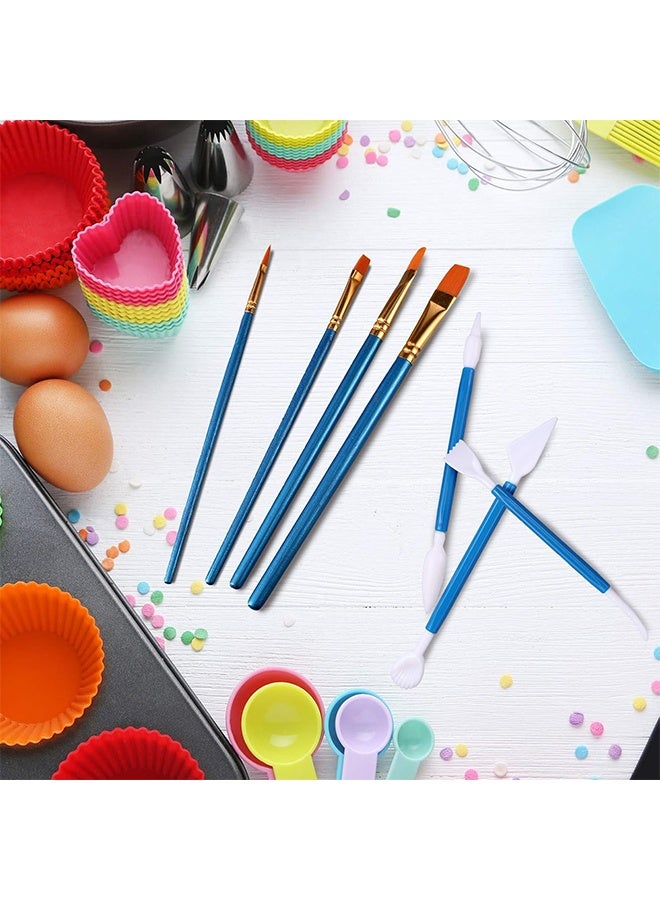 GD 24 Pieces Cookie Decorating Fondant Cake Decorating Tool Set Include Brushes Sugar Stir Needle Fondant Modeling Tool Elbow and Straight Tweezer(Blue) - Image 4