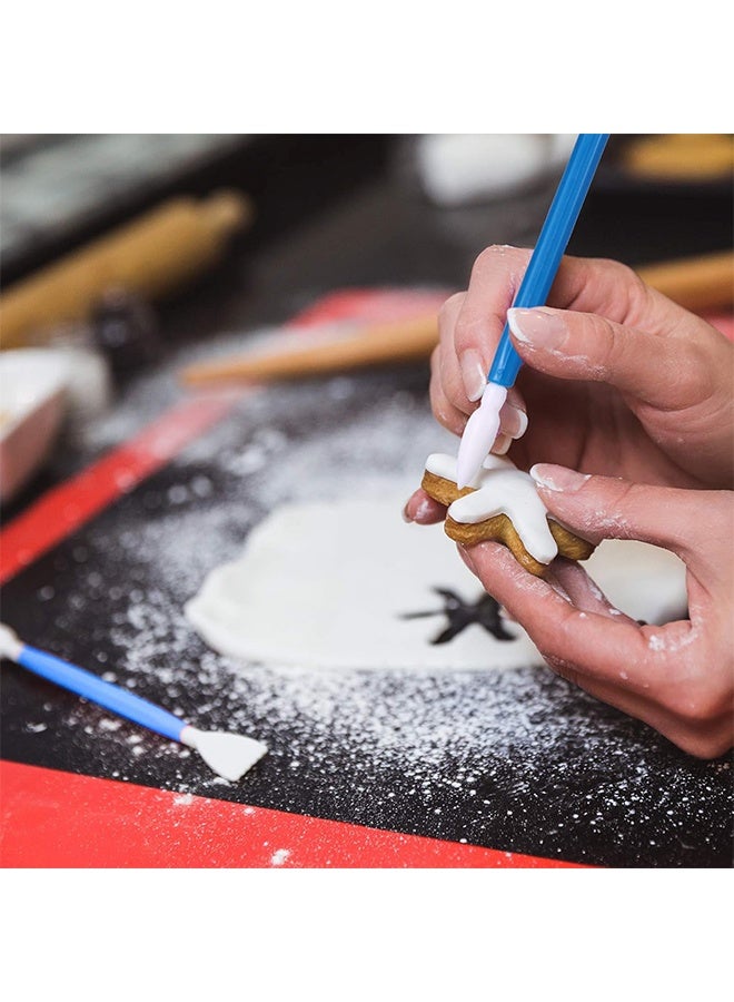 GD 24 Pieces Cookie Decorating Fondant Cake Decorating Tool Set Include Brushes Sugar Stir Needle Fondant Modeling Tool Elbow and Straight Tweezer(Blue) - Image 3