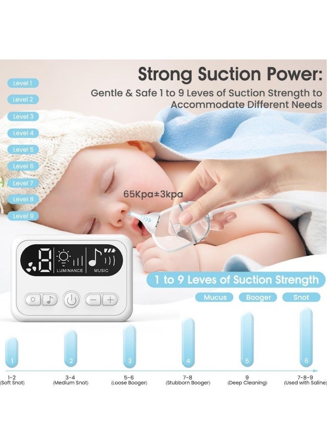 Gonice Nasal Aspirator for Baby, Hospital Grade Nose Sucker with 9 Levels Suction, Night Light and Nursery Rhyme Soothing Function, Electric Nose Suction for Baby - Image 3
