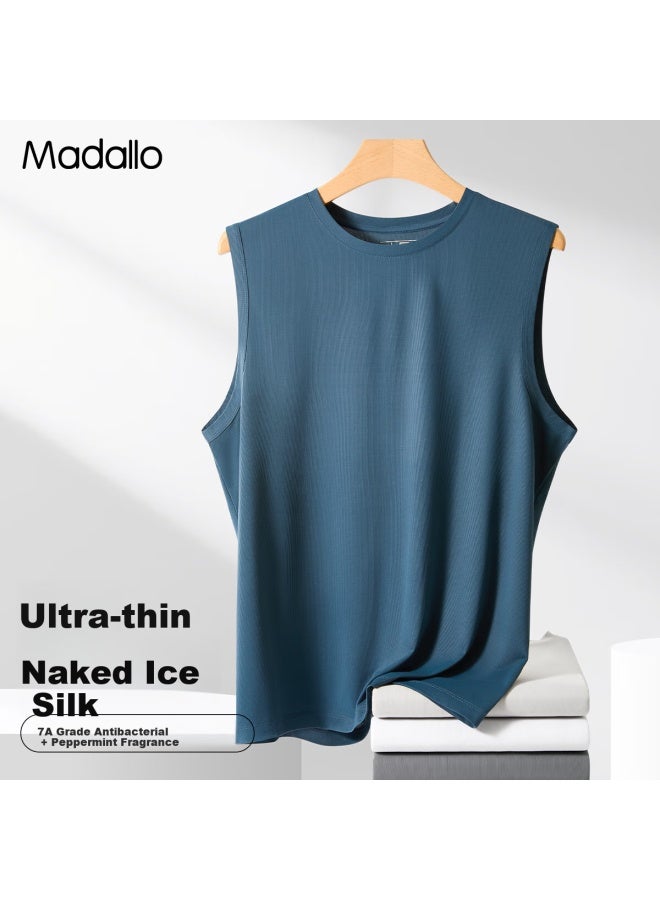 Modal Ultra-thin Ice Silk Men's Wide Shoulder 7a Antibacterial Inner Wear Crossbar Sports Summer Sleeveless Undershirt 25 New Model - Image 4