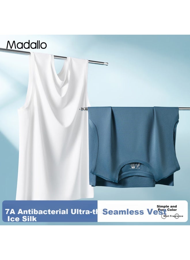 Modal Ultra-thin Ice Silk Men's Wide Shoulder 7a Antibacterial Inner Wear Crossbar Sports Summer Sleeveless Undershirt 25 New Model - Image 2
