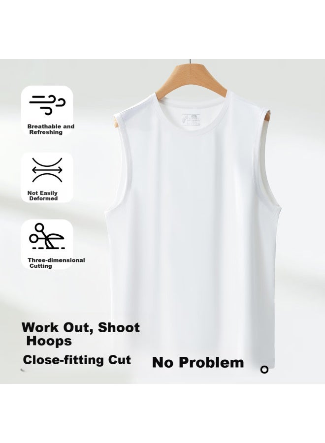 Modal Ultra-thin Ice Silk Men's Wide Shoulder 7a Antibacterial Inner Wear Crossbar Sports Summer Sleeveless Undershirt 25 New Model - Image 5