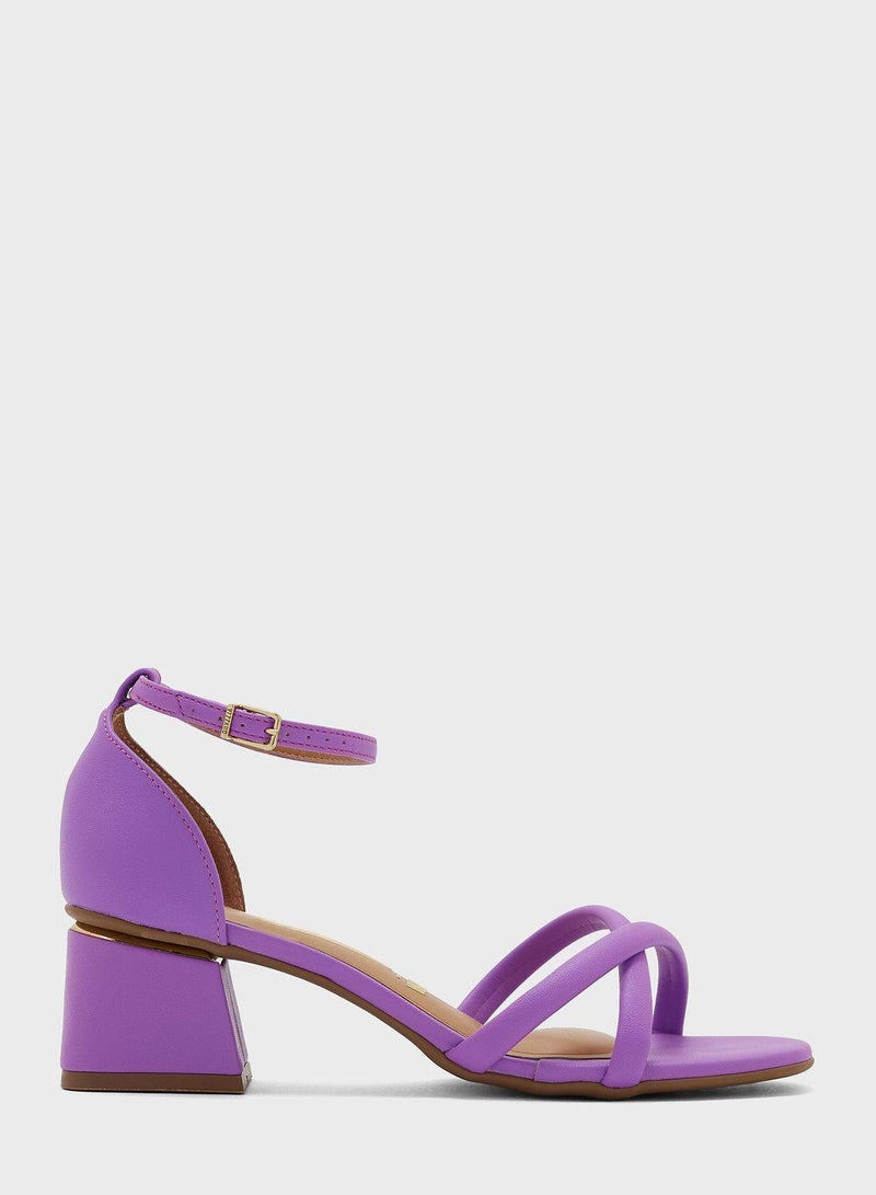 VIZZANO Khaleesi Ankle Strap Mid Heel Sandals - Image 1