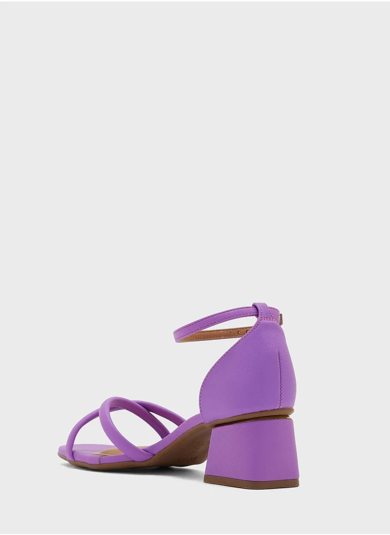 VIZZANO Khaleesi Ankle Strap Mid Heel Sandals