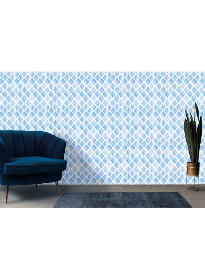Home Gallery Blue Watercolor Seamless Pattern  Fabric Wallpaper Covers An Area ​​Up To 4.2Mx3M With Adhesive  And Smoothing Tool - Image 4