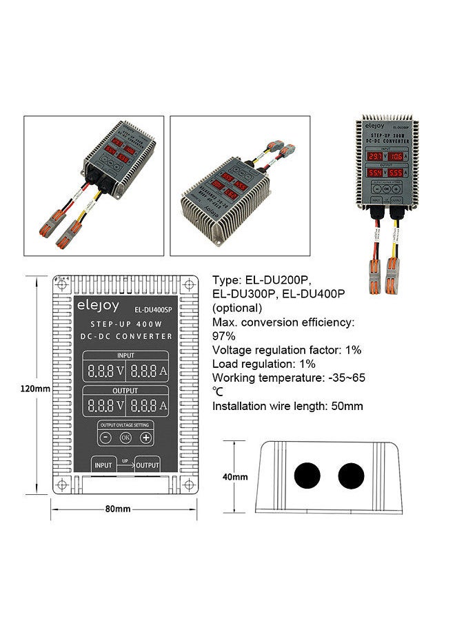 Generic - DC-DC Voltage Adjustable Power Converter 10-32V to 11-85V Power Converter with LED Display Output Voltage Adjustable Converter,400w - Image 1