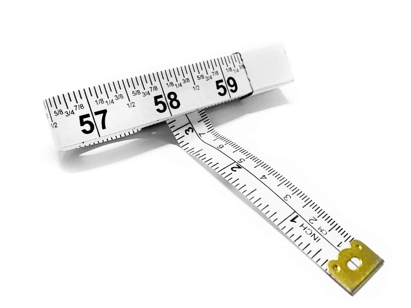 PERFECT MEASURING TAPE شريط قياس مثالي متعدد الاستخدامات 60 بوصة مزدوج الجوانب بوصات كسرية وملليمتر/سنتيمتر TR-16-frac (60 بوصة أبيض) - Image 1