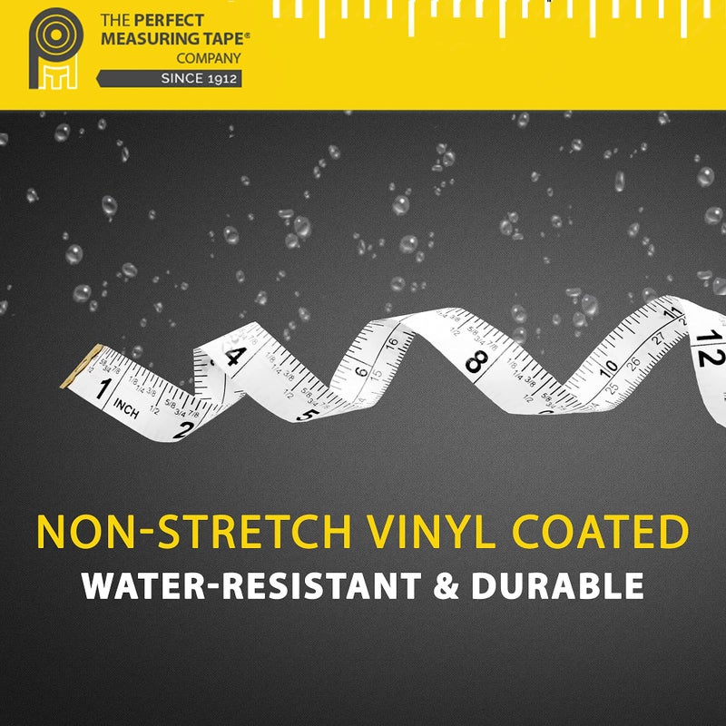 PERFECT MEASURING TAPE شريط قياس مثالي متعدد الاستخدامات 60 بوصة مزدوج الجوانب بوصات كسرية وملليمتر/سنتيمتر TR-16-frac (60 بوصة أبيض) - Image 5