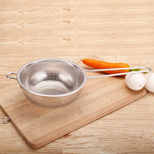 Kruvad Long Handle Bowl Colander Beans Grains Washing Filter Basket Metal Fine Mesh Strainer Sieve Deep Fry Basket Kitchen Wire Skimmer for Frying Food Micro-Perforated Colander - Image 5