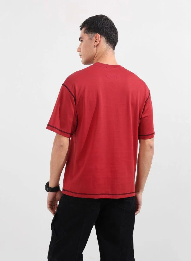 شركة المرآب الهندية Men Relaxed Fit Embroidered Crew Neck Half Sleeves T-Shirt