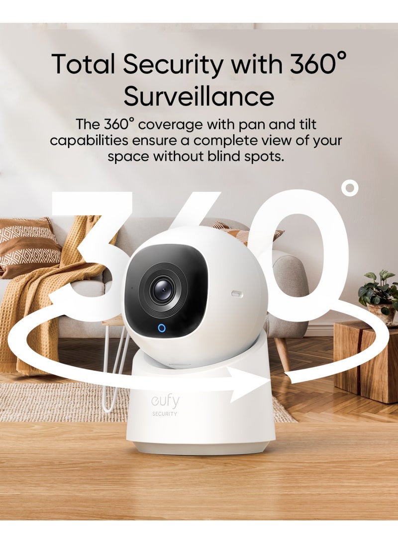 eufy كاميرا الأمن الداخلية eufy C210 بدقة 1080 بكسل، كاميرا أمنية داخلية مع دوران 360° وإمالة، كاميرا أمنية منزلية تعمل بالتيار الكهربائي مع واي فاي، ذكاء اصطناعي للكشف عن البشر/الحركة، بدون رسوم شهرية - Image 2
