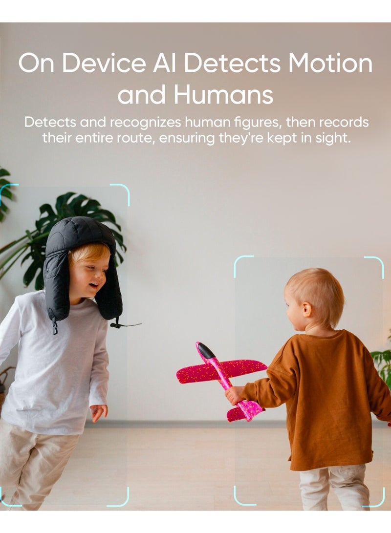 eufy كاميرا الأمن الداخلية eufy C210 بدقة 1080 بكسل، كاميرا أمنية داخلية مع دوران 360° وإمالة، كاميرا أمنية منزلية تعمل بالتيار الكهربائي مع واي فاي، ذكاء اصطناعي للكشف عن البشر/الحركة، بدون رسوم شهرية - Image 4