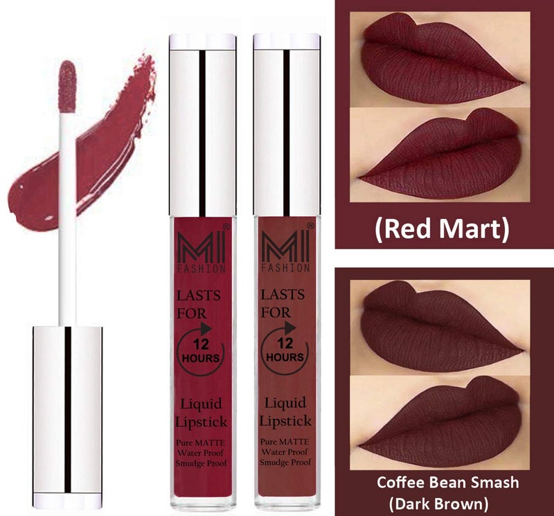 MI FASHION MI FASHION Soft Smooth Matte Finish Liquid Lipstick Pink Coffee Nontransfer Perfect For Special Occasions 35ml Per Piece Pack Of 2  - Image 1