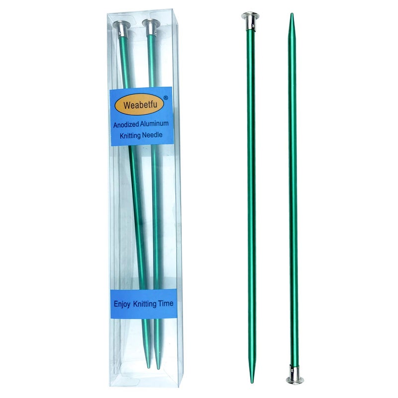 Weabetfu Aluminum Metal Knitting NeedleColored Straight Single Pointed10inch Length for Handmade DIY KnittingSize US 955mm