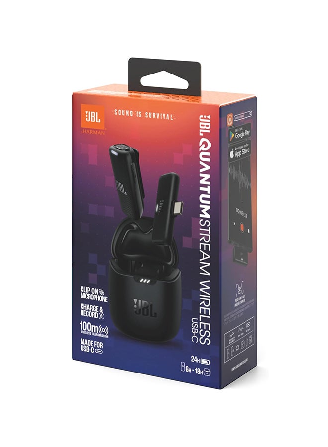 JBL Quantum Stream Wireless USB-C - Wearable Wireless Streaming Microphone for Crystal Clear Recordings, 24 Hours of Recording time, Plus Speed Charge, Included Windscreen for Noise Reduction JBLSTRMWLUSBCBLK Black - Image 2
