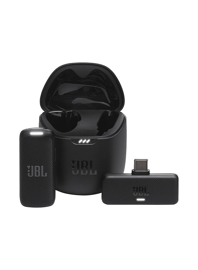 Quantum Stream Wireless USB-C - Wearable Wireless Streaming Microphone for Crystal Clear Recordings, 24 Hours of Recording time, Plus Speed Charge, Included Windscreen for Noise Reduction JBLSTRMWLUSBCBLK Black