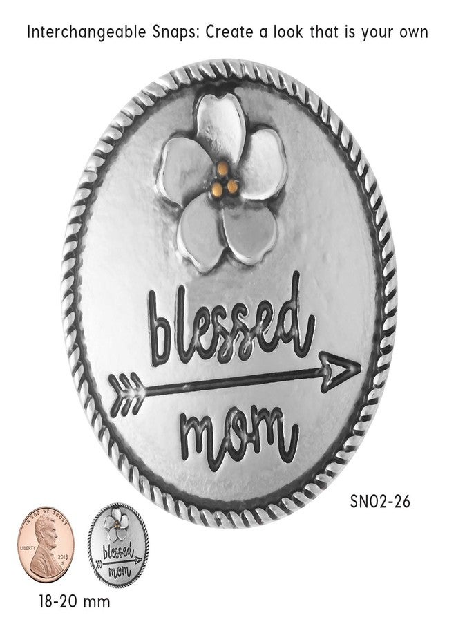 Ginger Snaps Blessed Mom Charm Accessory | Interchangeable & Adjustable Snap Jewelry Collection | Button Charms for Necklaces Bracelets | Standard Size | SN02-26 - Image 2