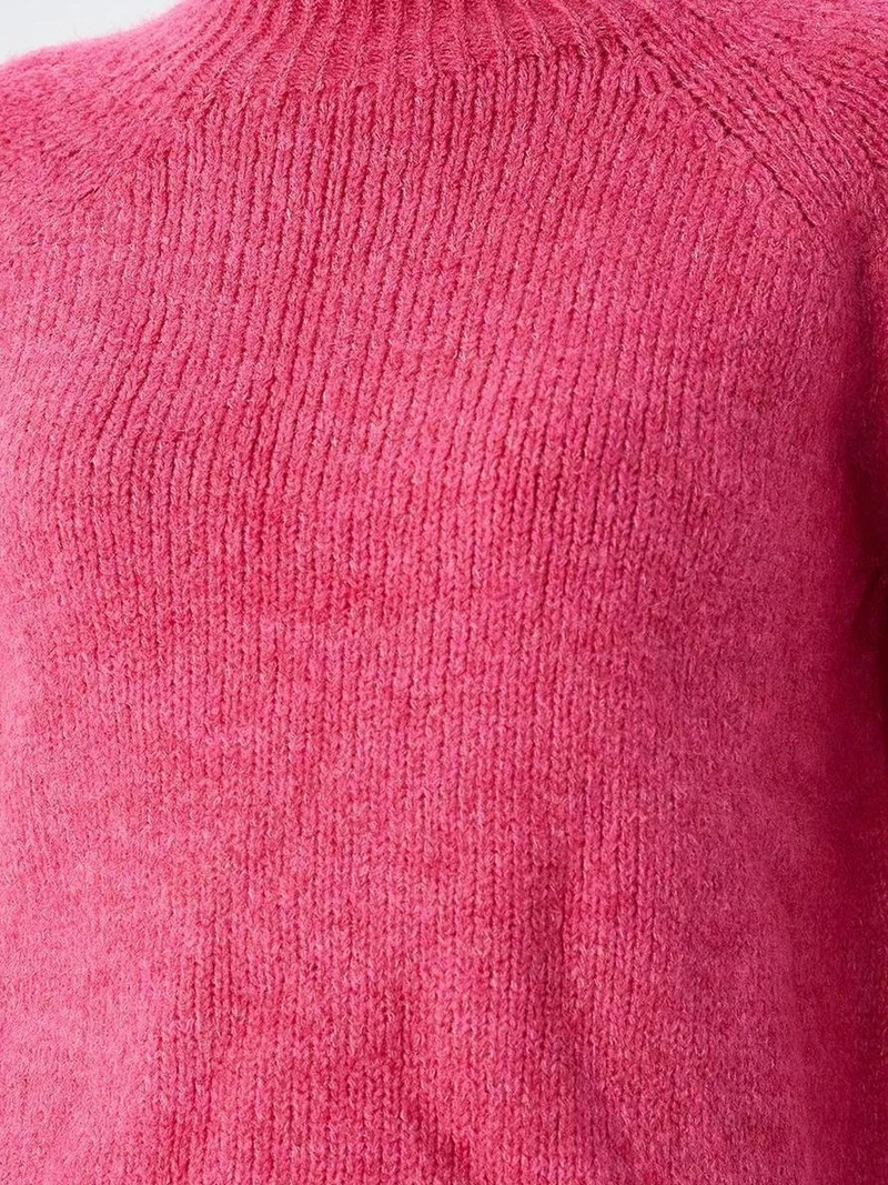 Mixray Neon Pink MIXRAY Women's Cropped Textured Knit Sweater for Women | Best Price UAE