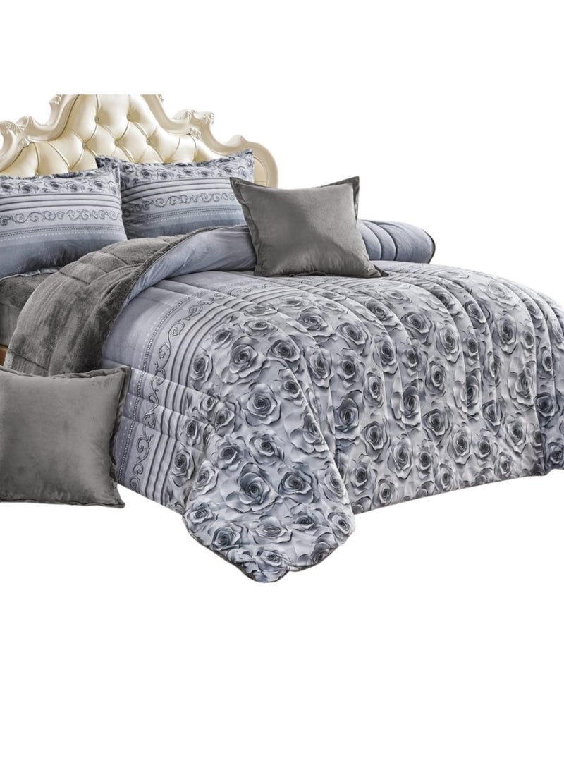 مون مفرش سرير نفرين شتوي 6 قطع وجهين وجه مخمل وجه فرو مقاس زوجي 230x250 سم - Image 4