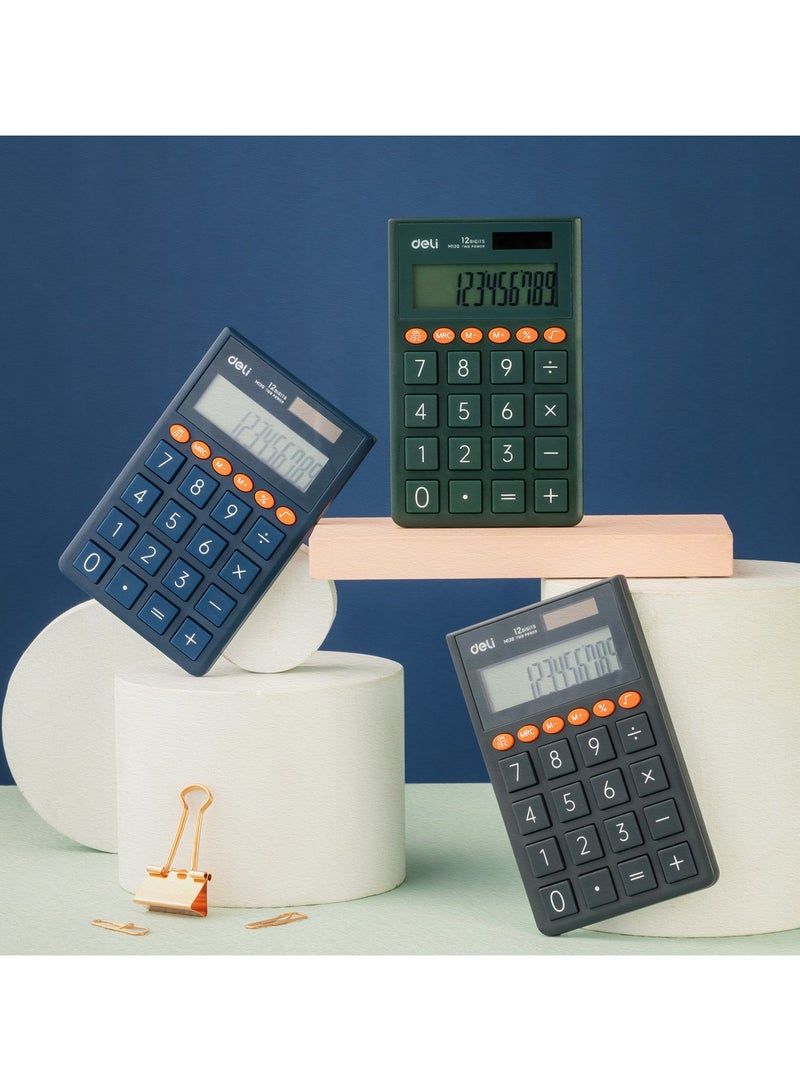 Deli آلة حاسبة محمولة دلي EM130 12 رقم أزرق - مثالية للاستخدام في المدرسة والمكتب - Image 3